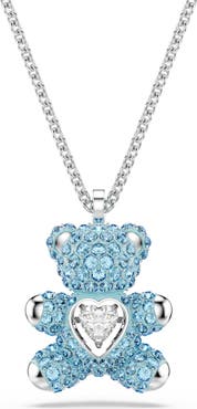 Swarovski Pavé Crystal Heart Teddy Pendant Necklace