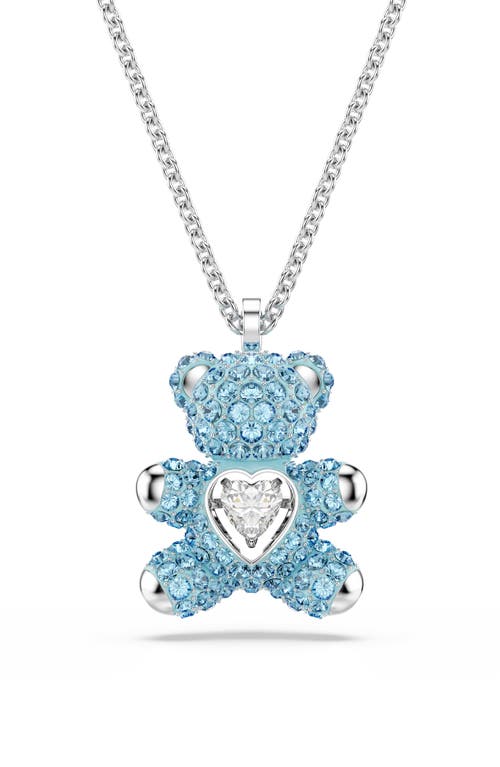 Swarovski Teddy Rhodium Plated Pendant Necklace In Blue