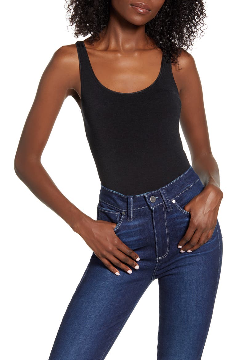 Jamika Tank Bodysuit, Alternate, color, BLACK