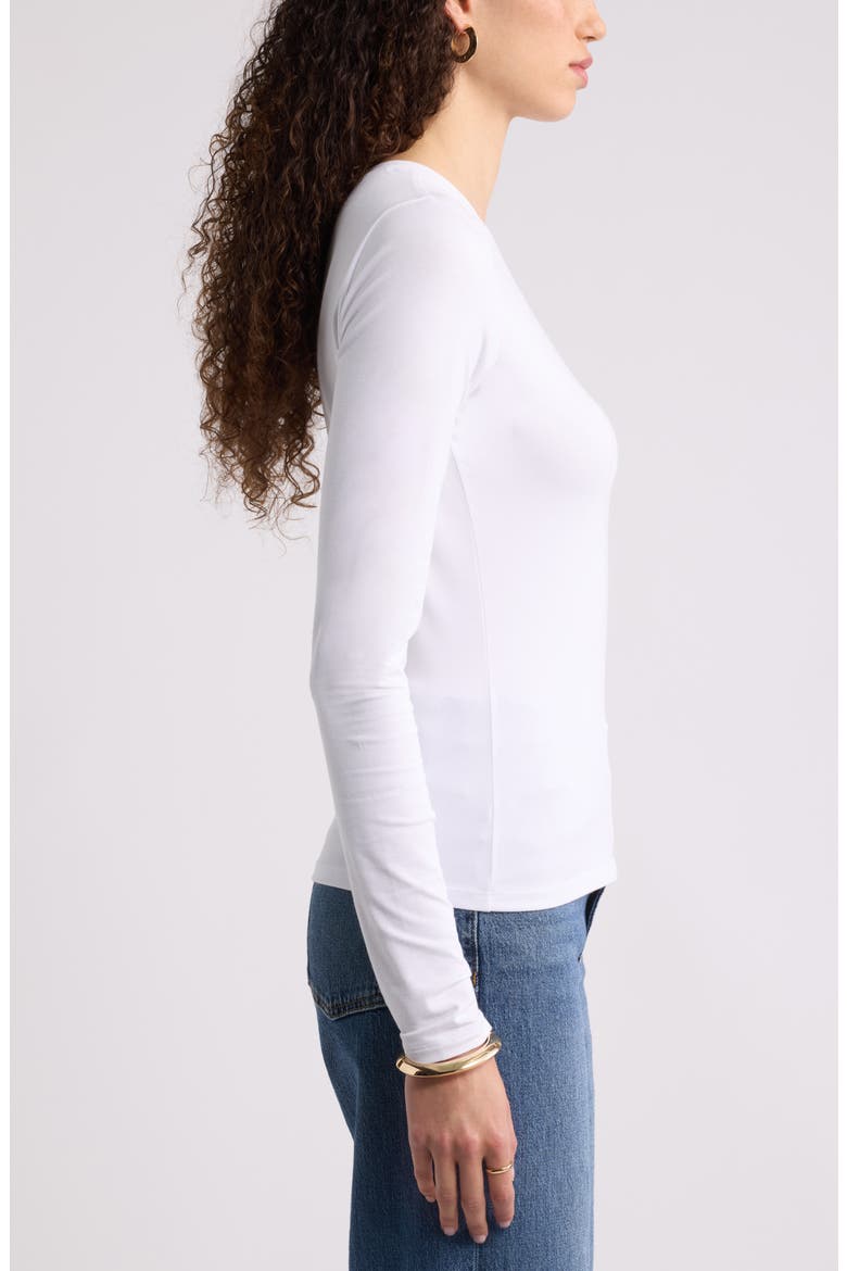 Pima Cotton & Tencel Modal Long Sleeve T-Shirt, Alternate, color, WHITE
