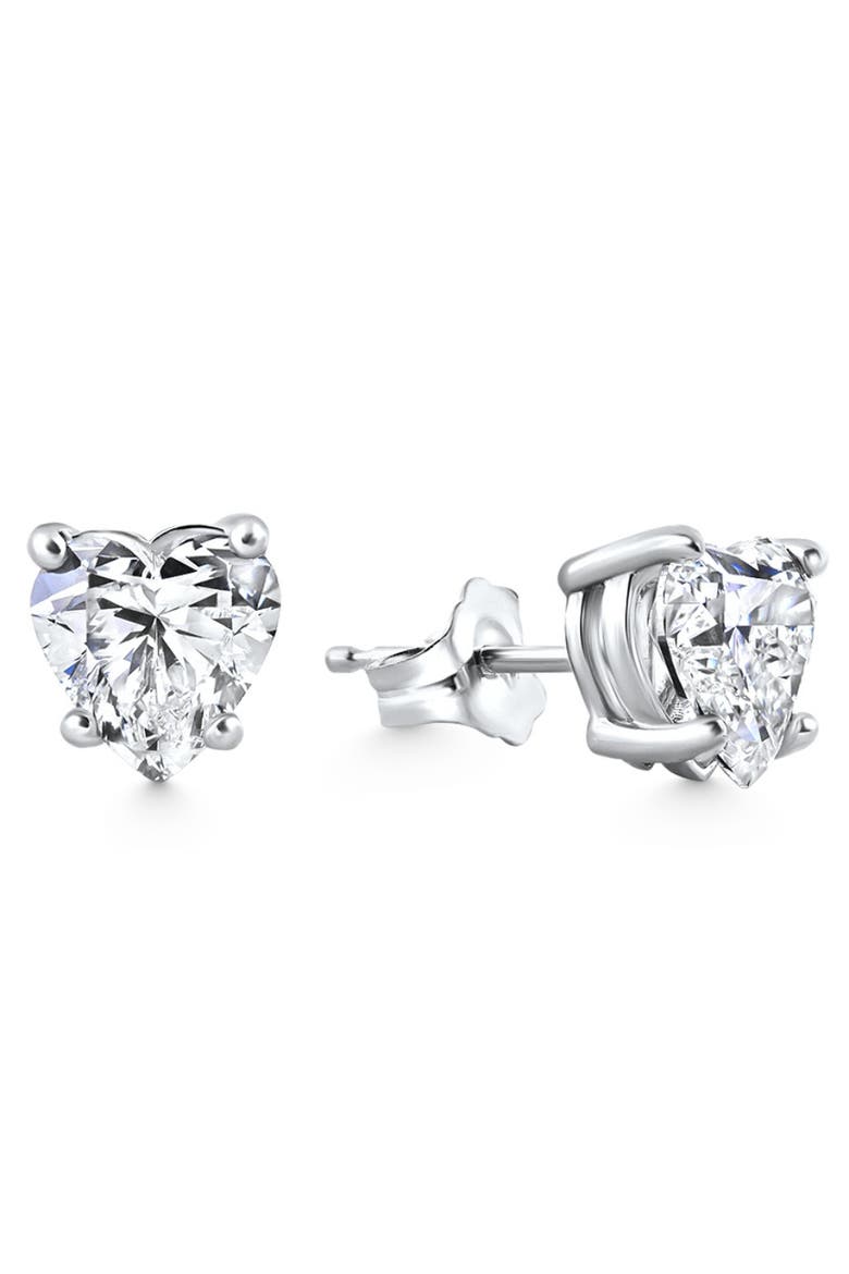 2Ct TW Heart Shape Diamond Studs Lab Grown 14k Gold, Alternate, color, 14k White Gold