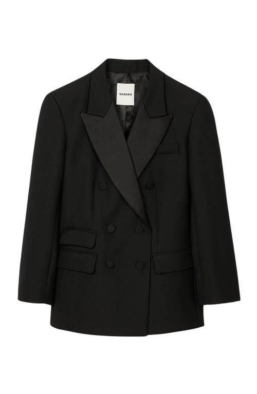 Sandro Tuxedo Jacket With Satin Collar In Black