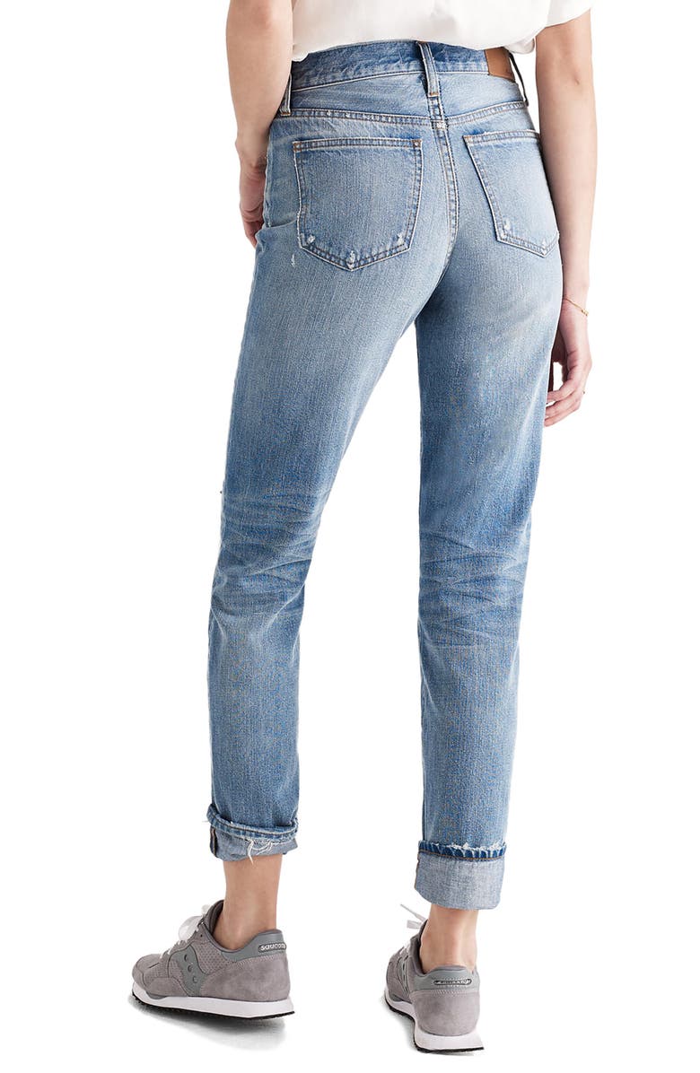 Madewell Perfect Vintage Ripped High Waist Boyfriend Jeans, Alternate, color,