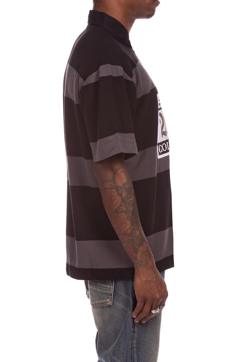 Strawberry Appliqué Polo, Alternate, color, BLACK