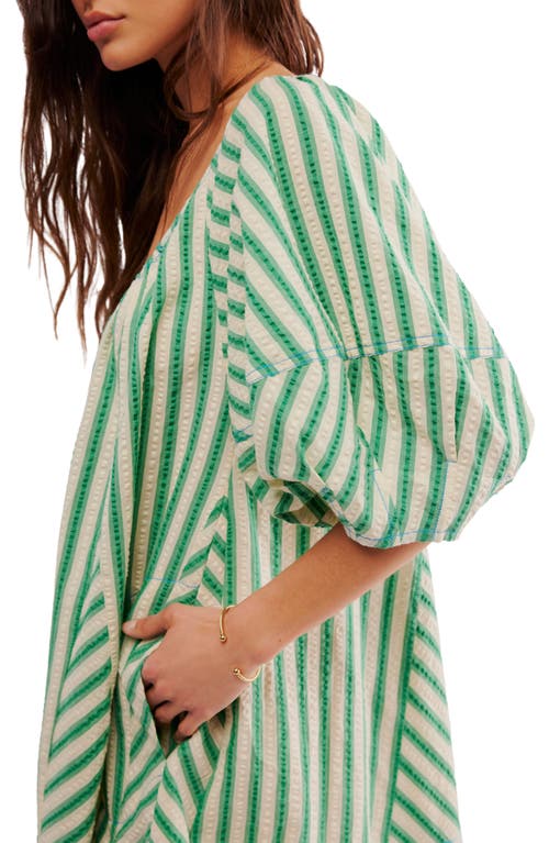 Shop Free People Bop Around Stripe Romper In Green Combo
