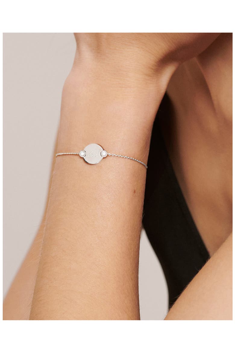 Lab Created Diamond Engravable Disc Bracelet, Alternate, color, STERLING SILVER / DIAMOND