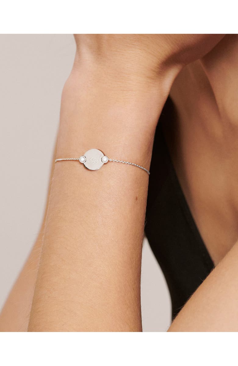 Monica Vinader Lab Created Diamond Engravable Disc Bracelet, Alternate, color, Sterling Silver / Diamond