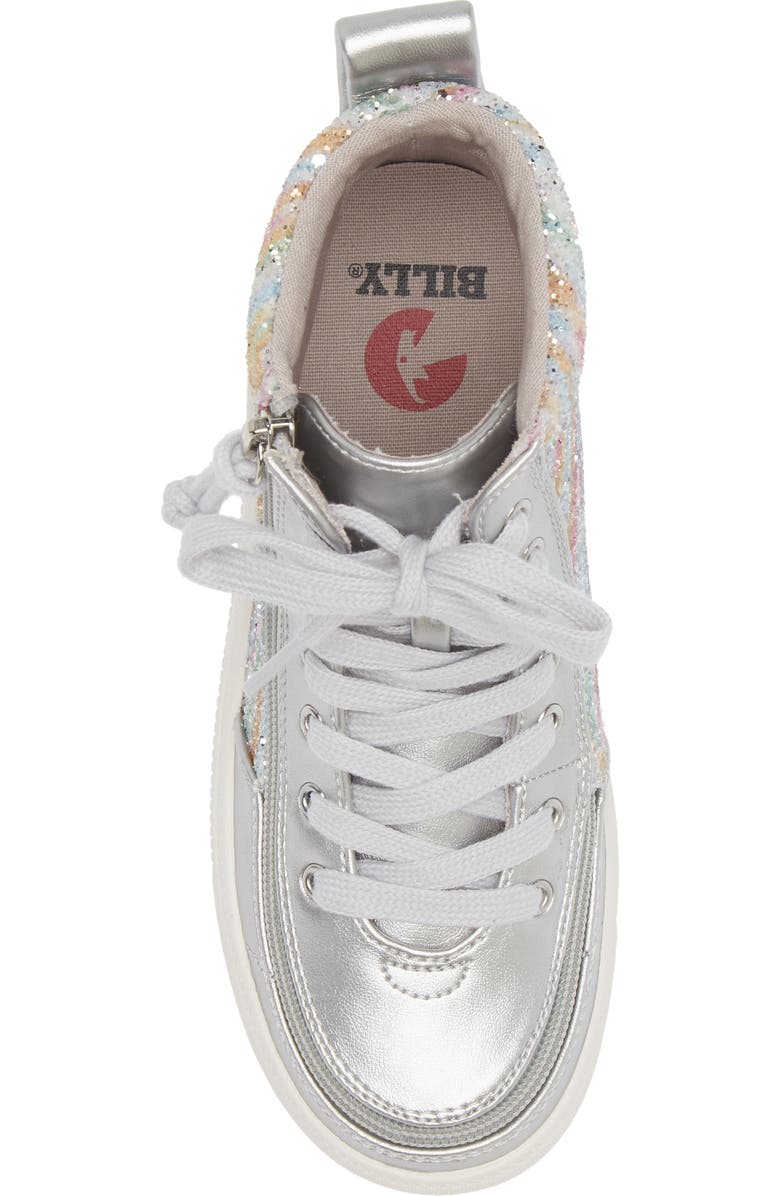 BILLY Footwear Kids' Classic High Top Sneaker, Alternate, color, Silver Rainbow
