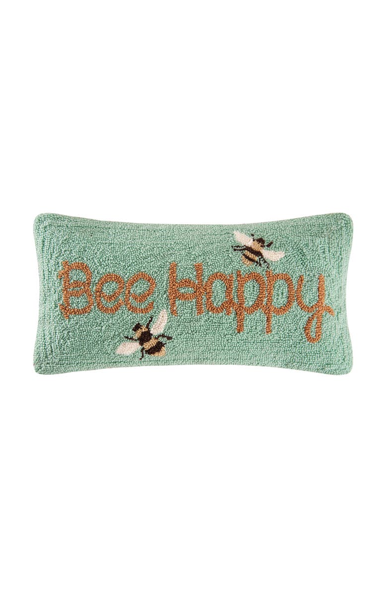 C&F Home Spring "Bee Happy" Bumble Bee Garden Hooked Mini Accent Pillow, 10" x 20", Alternate, color, Yellow