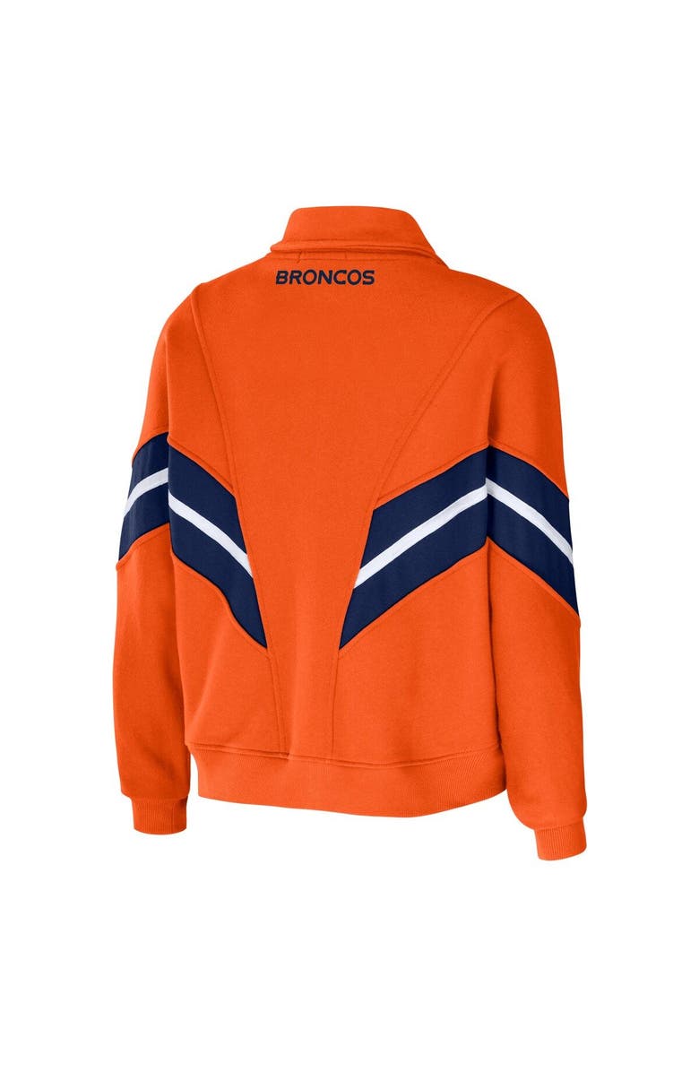 WEAR by Erin Andrews Women's WEAR by Erin Andrews Orange Denver Broncos Plus Size Yarn Dye Stripe Full-Zip Jacket, Alternate, color, 