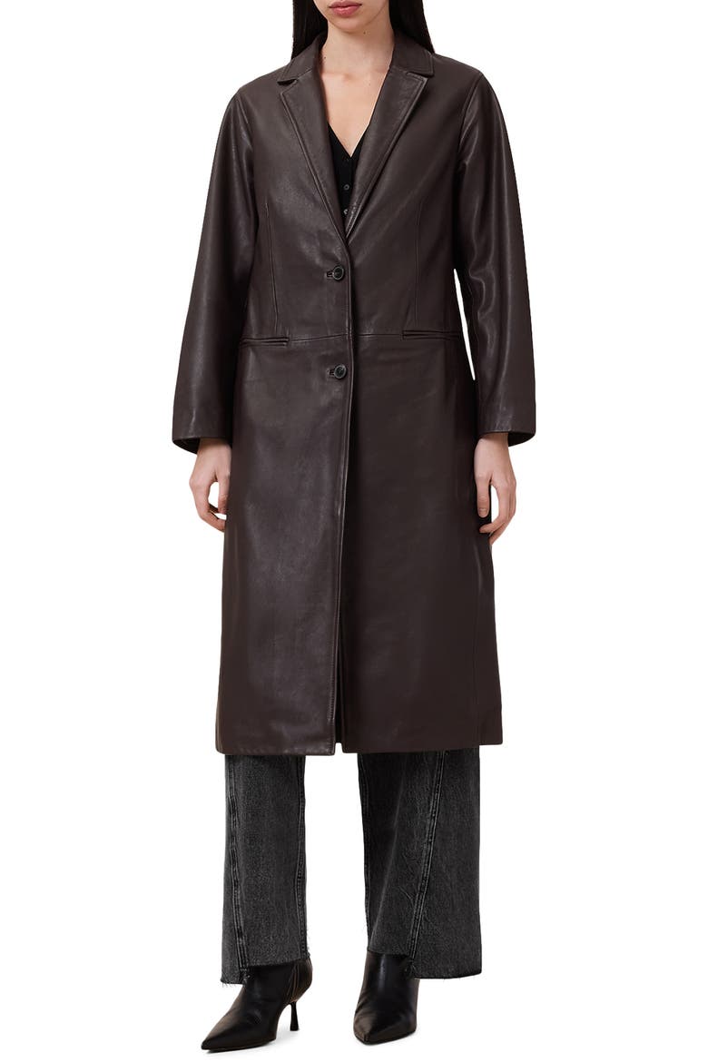 Aire Leather Coat, Main, color, OXBLOOD RED