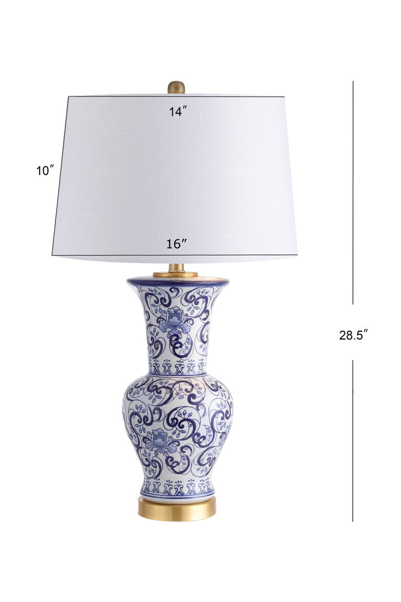 Leo 28.5" Chinoiserie LED Table Lamp, Blue/White, Alternate, color, Blue/White
