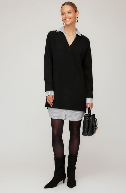 Fifteen Twenty Carrie Long Sleeve Mixed Media Sweater Dress In Multi