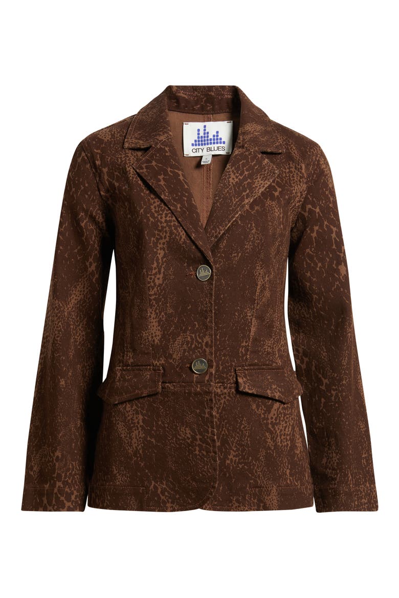 Flap Pocket Denim Blazer, Alternate, color, BROWN