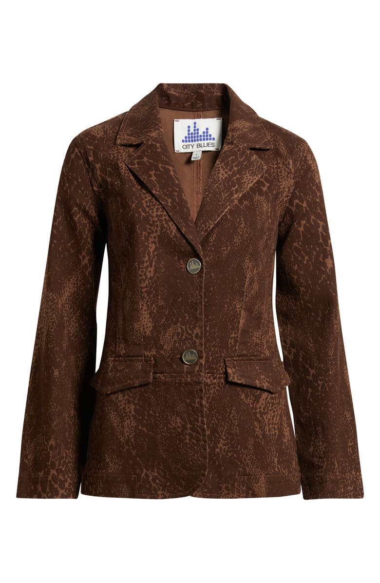 CITY BLUES Flap Pocket Denim Blazer, Alternate, color, Brown
