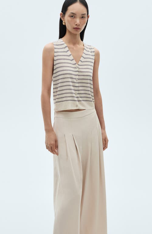 Mango Pleat Front Wide Leg Palazzo Pants In Beige