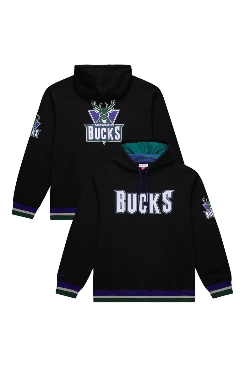 Unisex Mitchell & Ness Black Milwaukee Bucks Vintage Heavyweight Hoodie, Main, color, Black