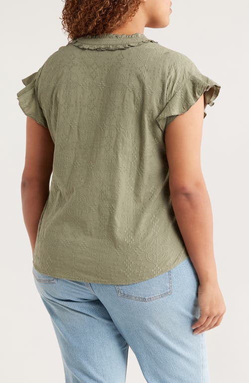 Wit & Wisdom Cap Sleeve Woven Shirt In Green