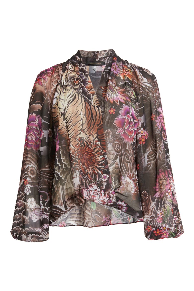 Robin Tiger Print Chiffon Top, Alternate, color, BLACK MULTI