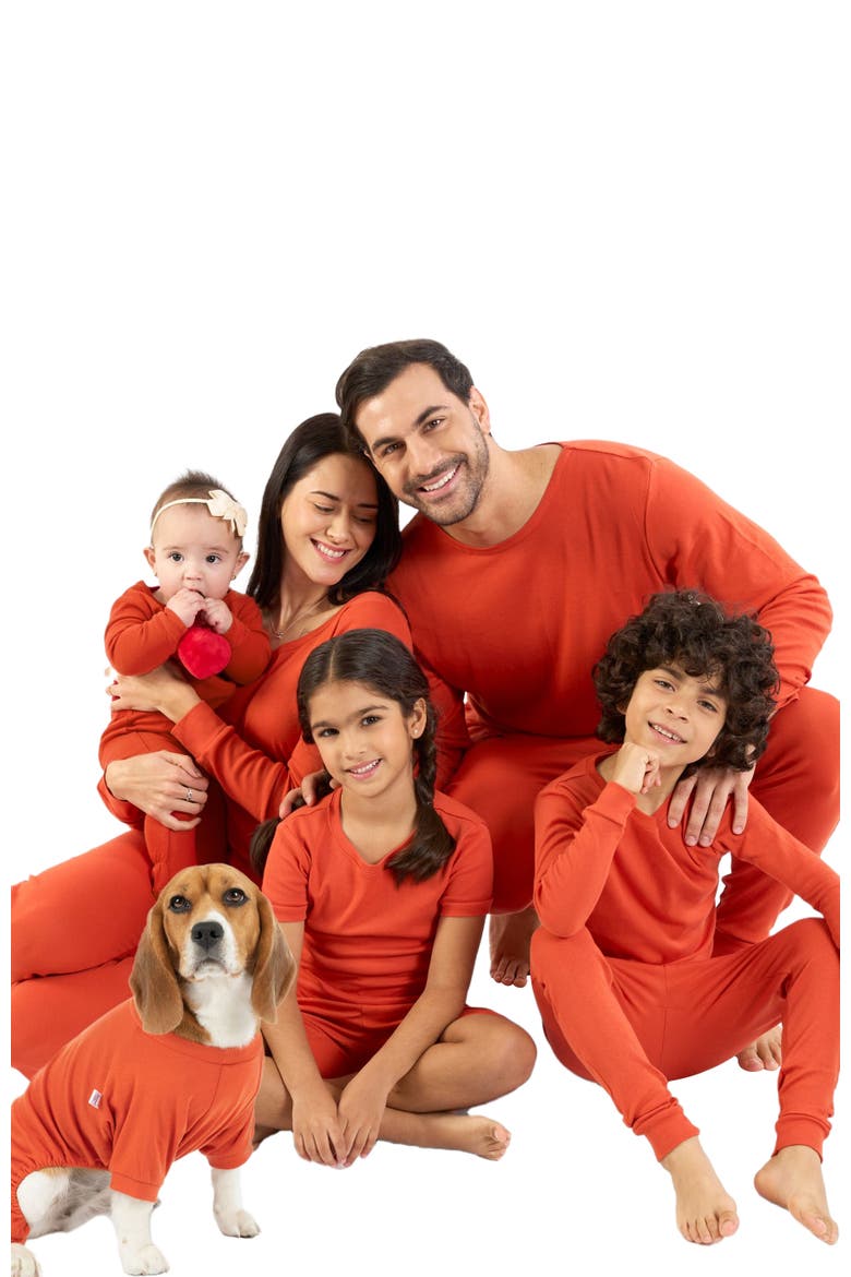 Women's Cotton Solid Matching Family Pajamas, Alternate, color, Orange