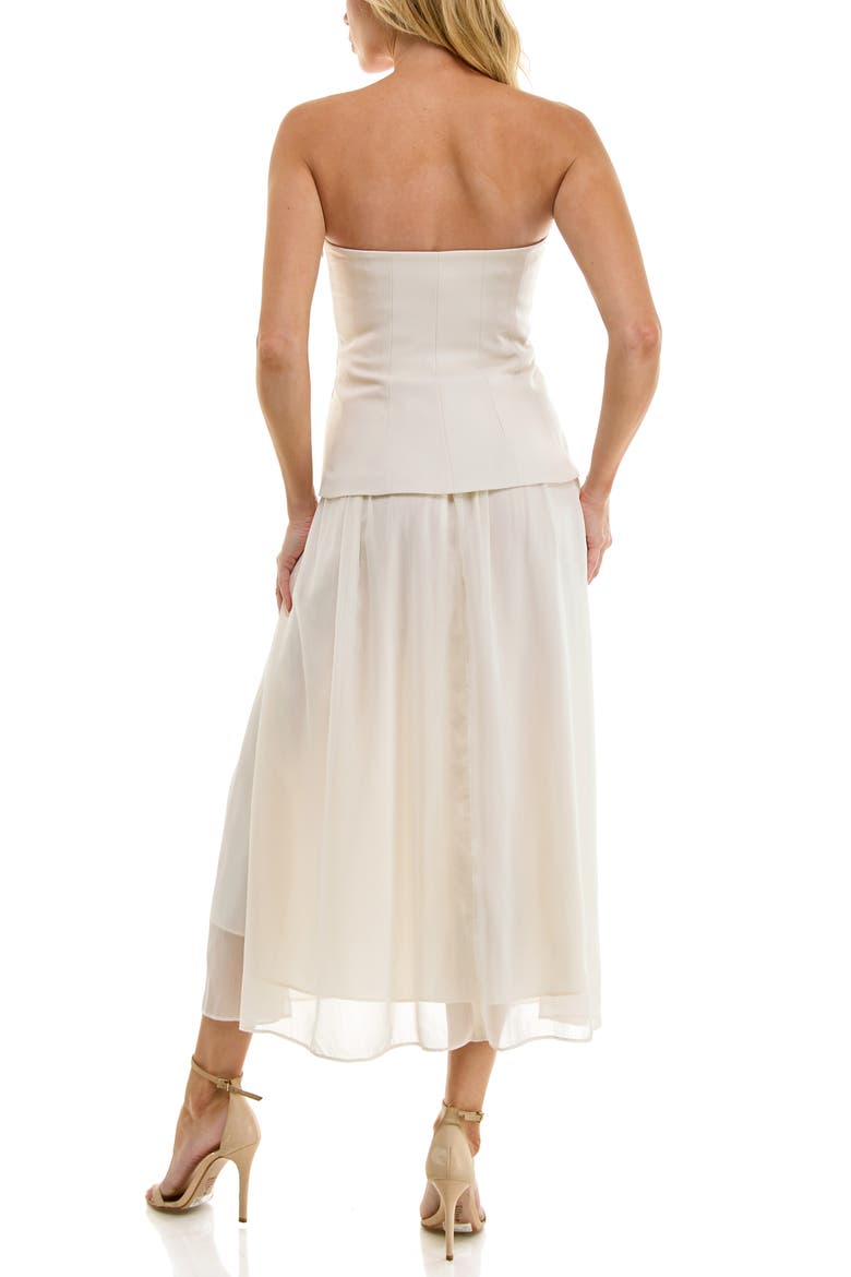 Corset Strapless Mixed Media Maxi Dress, Alternate, color, IVORY