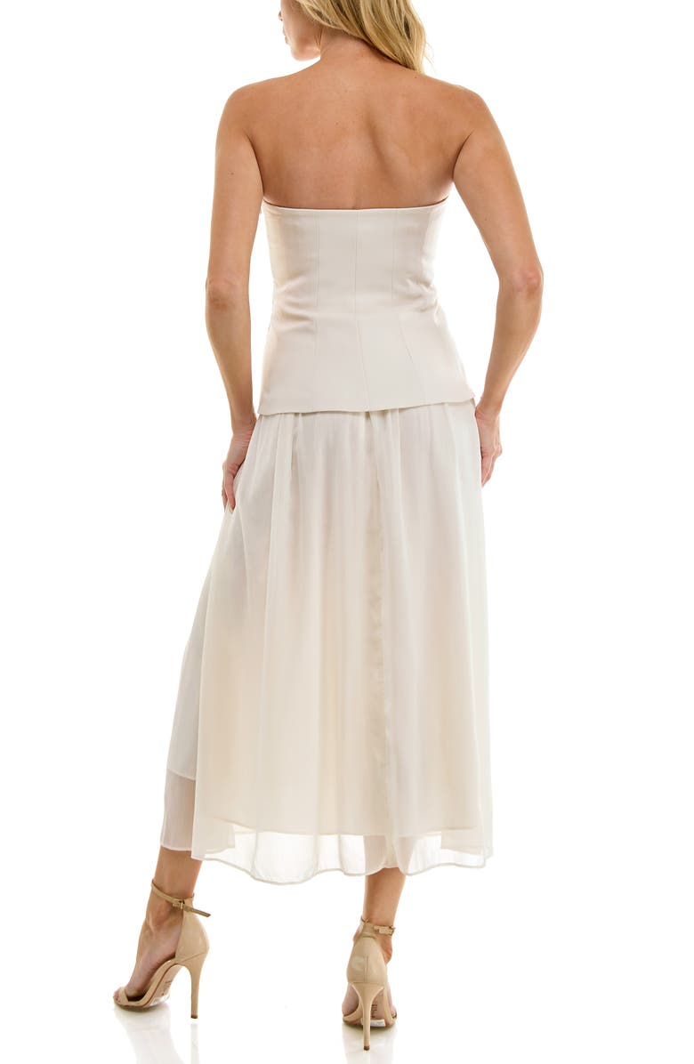 Socialite Corset Strapless Mixed Media Maxi Dress, Alternate, color, Ivory