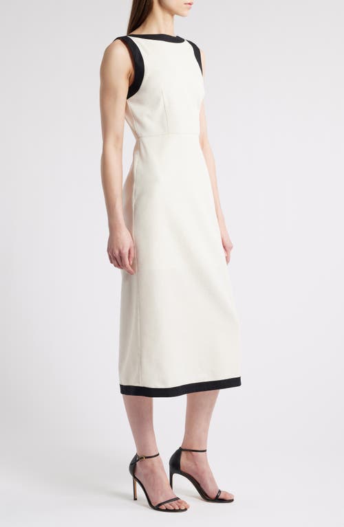 Zoe And Claire Contrast Trim Linen & Cotton Blend Midi Dress
