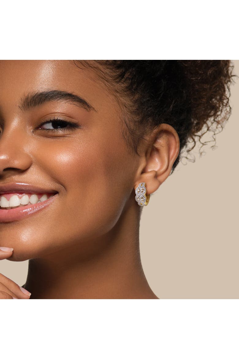 Lab-Grown Diamond Huggie Hoop Earrings, Alternate, color, Sterling Silver