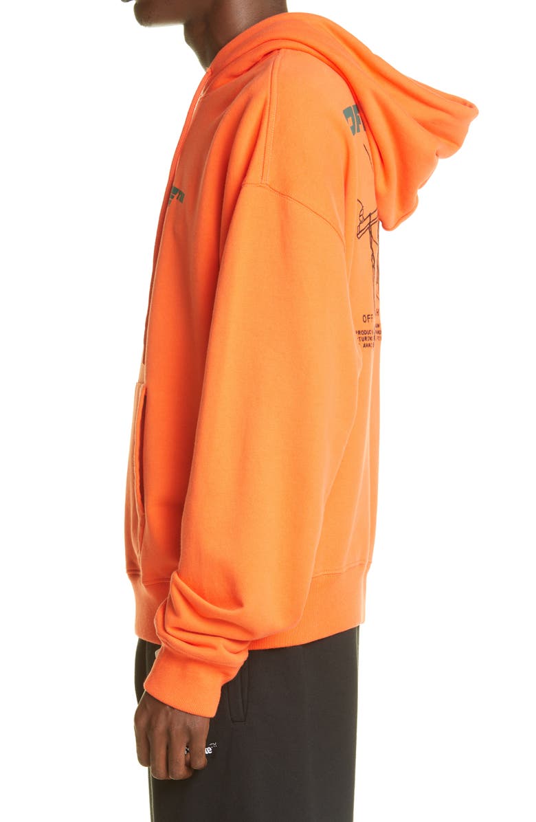 Off-White Trellis Worker Logo Graphic Cotton Hoodie, Alternate, color,