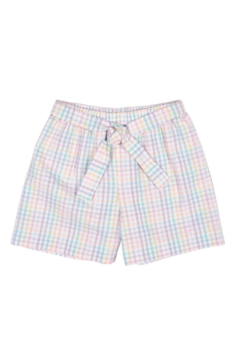 Plaid Seersucker Shorts With Waist Tie, Main, color, Multi