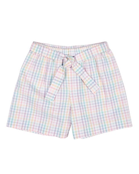 Plaid Seersucker Shorts With Waist Tie (Toddler, Little Kid, Big Kid)