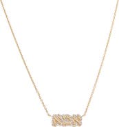 BY ADINA EDEN Diamond Pave Bubble Outline Hebrew 'Mom' Necklace 14K