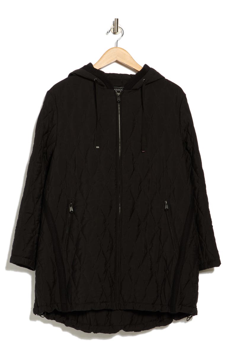 Bernardo Midlength Diamond Quilted Jacket, Alternate, color, Black