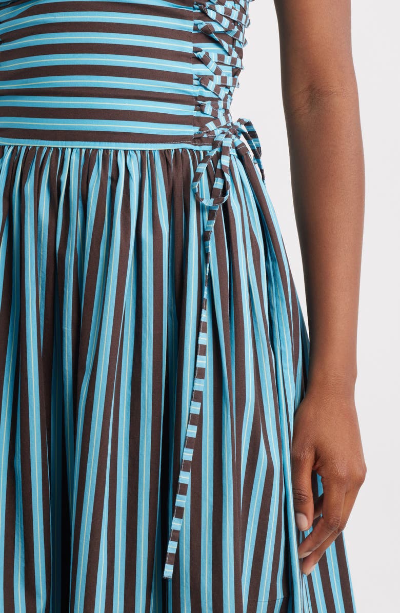 Damson Madder Angelina Stripe Lace-Up Side Midi Sundress, Alternate, color, Blue