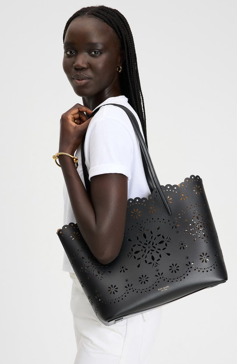 Kate Spade New York do it all spade floral perforated leather tote, Alternate, color,
