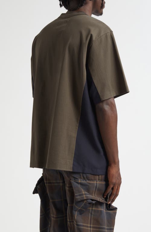 Sacai Suiting Mixed Media Pocket T-shirt In Multi