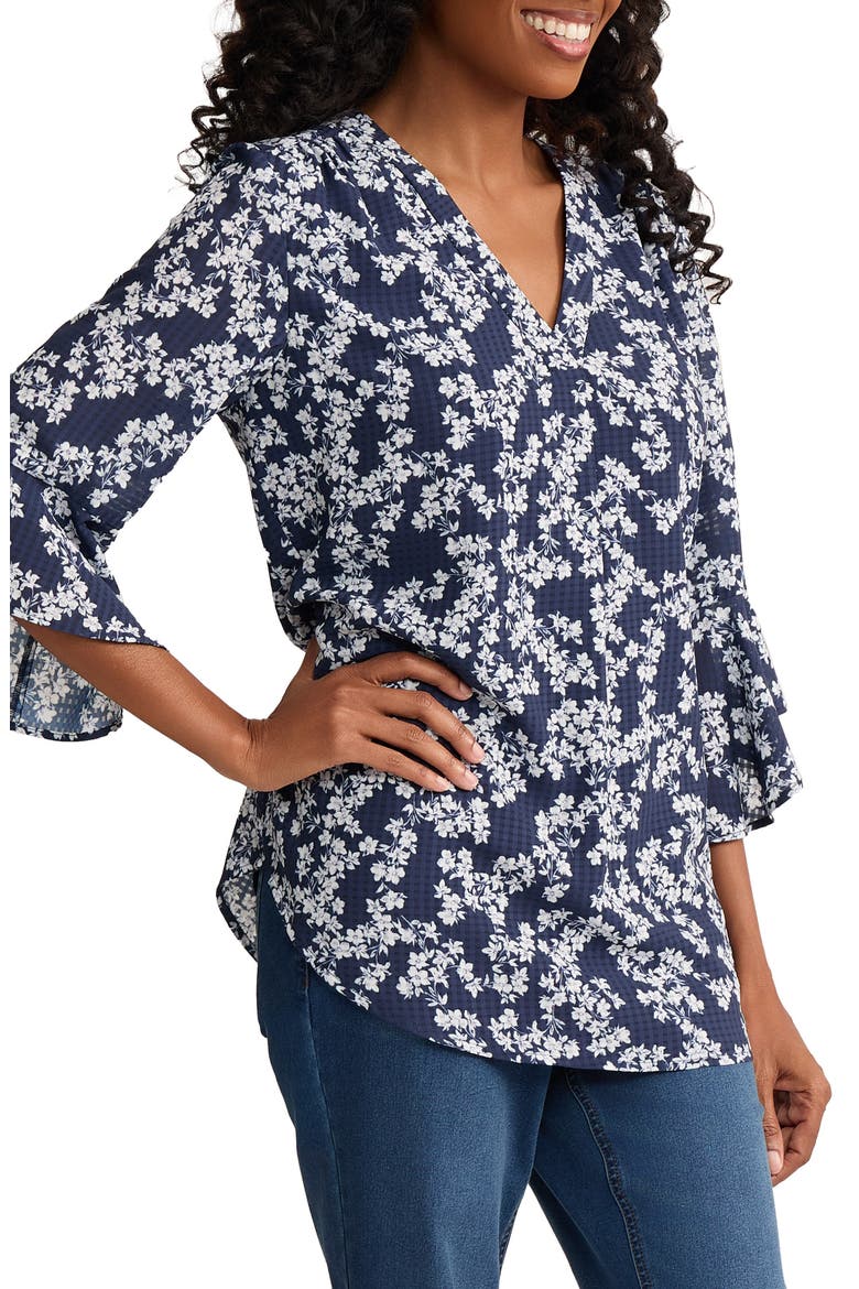 Floral Print Woven Shirt, Alternate, color, PACIFIC NAVY/NATURAL WHITE