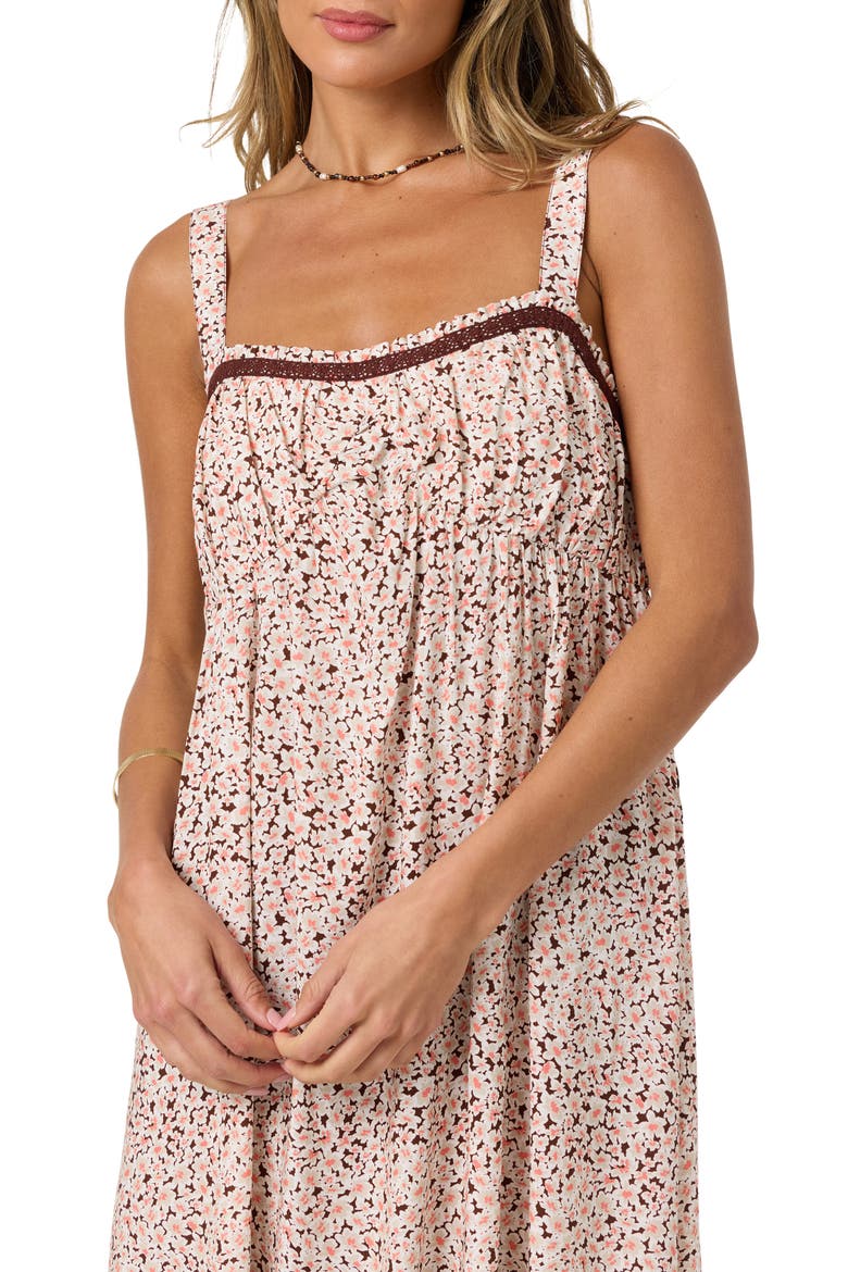 Natasha Ditsy Floral Maxi Dress, Alternate, color, CHOCOLATE
