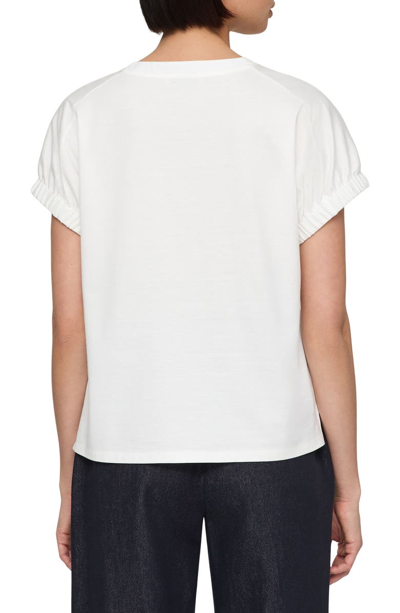 Lafayette 148 New York Gathered Cuff Cotton Jersey T-Shirt, Alternate, color, White