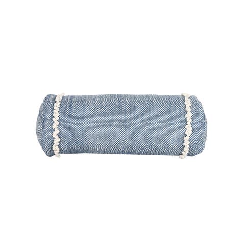 Waki Blue Bolster Filled Decorative Indoor/Outdoor Accent Pillow, 14" x 25"