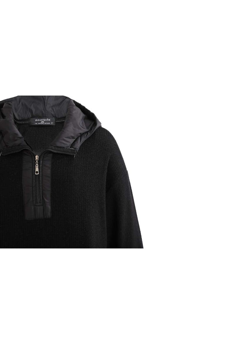 Ribbed Half-Zip Sweater, Alternate, color, Black