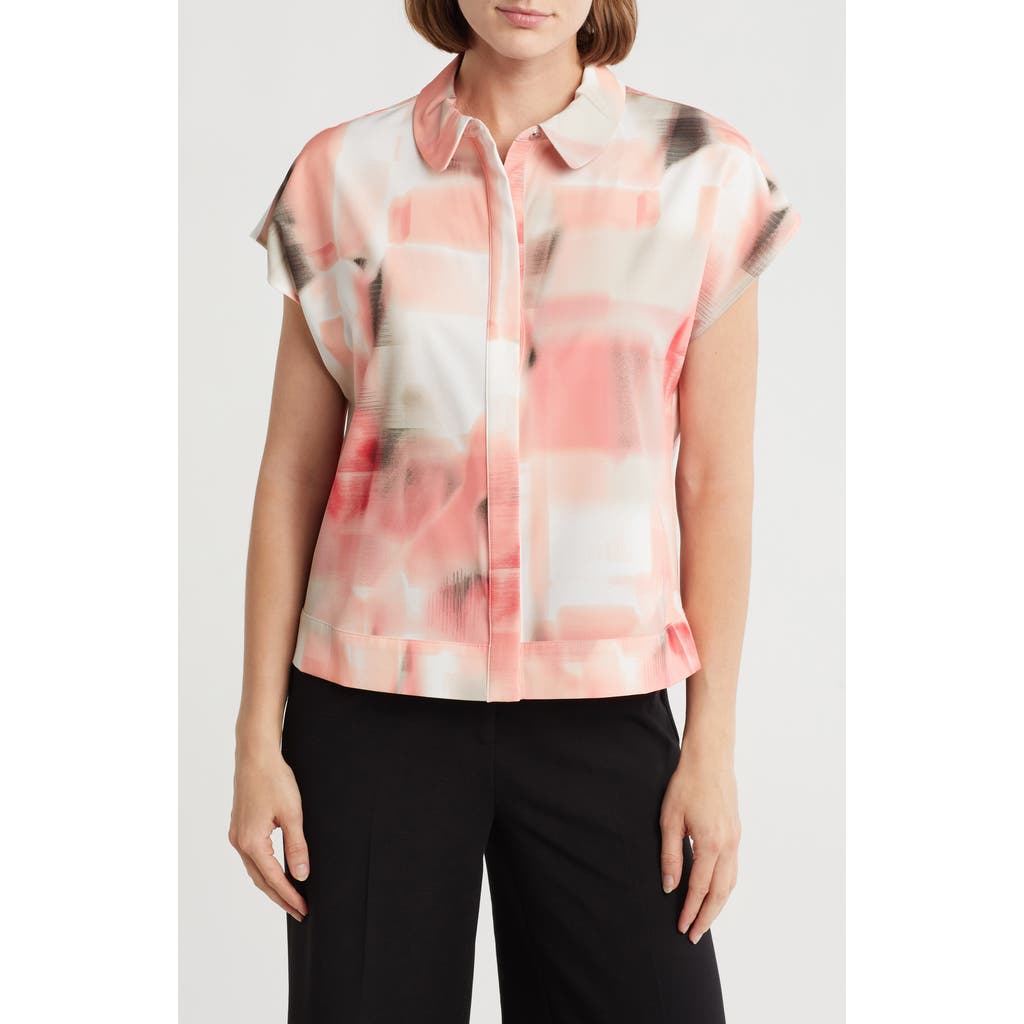 Dkny Short Sleeve Stretch Woven Button-up Shirt