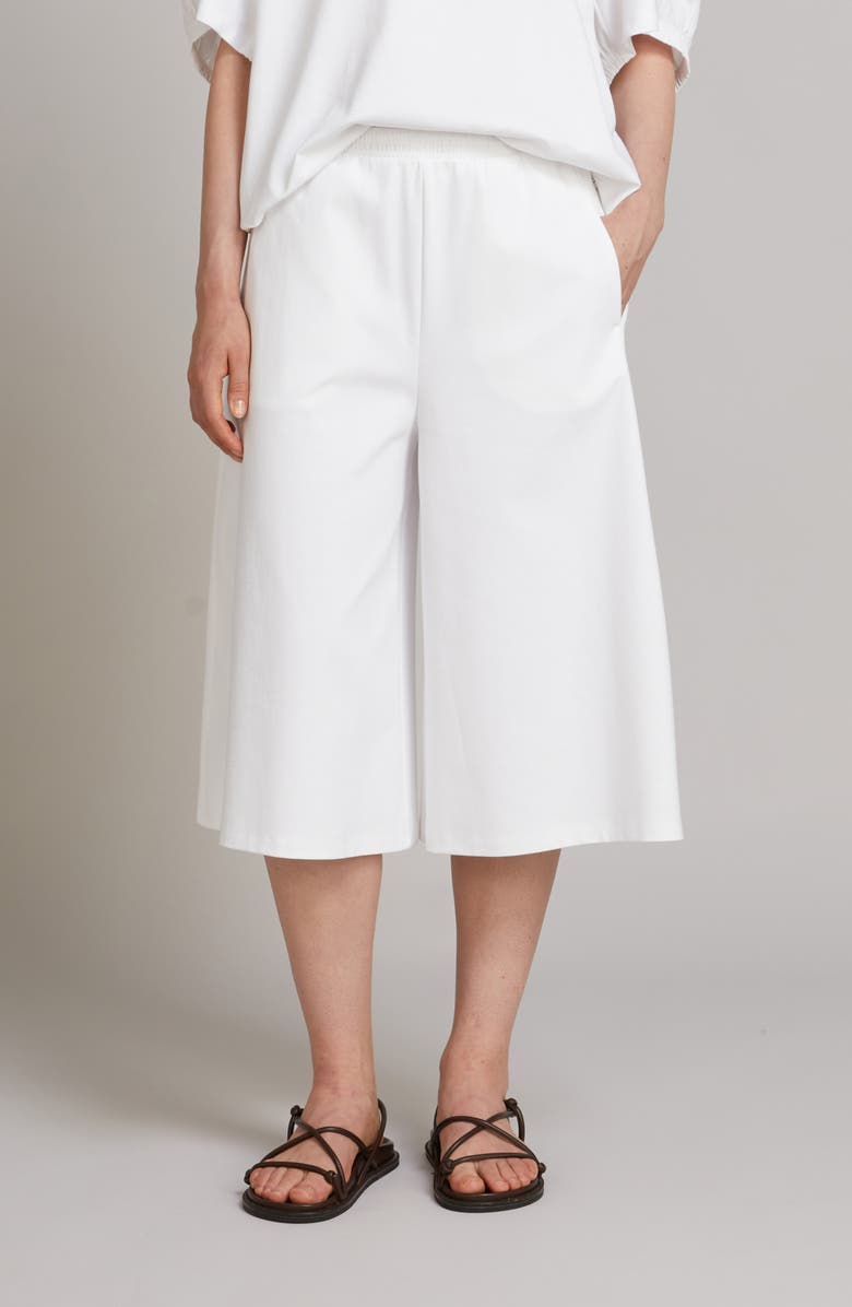 MM by Max Mara Crop Wide Leg Jersey Pants, Main, color, Optical White