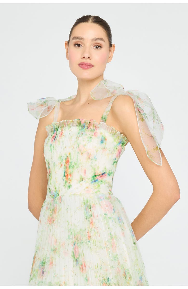Theia Betty Pleated Organza Dress, Alternate, color, Petite Primrose