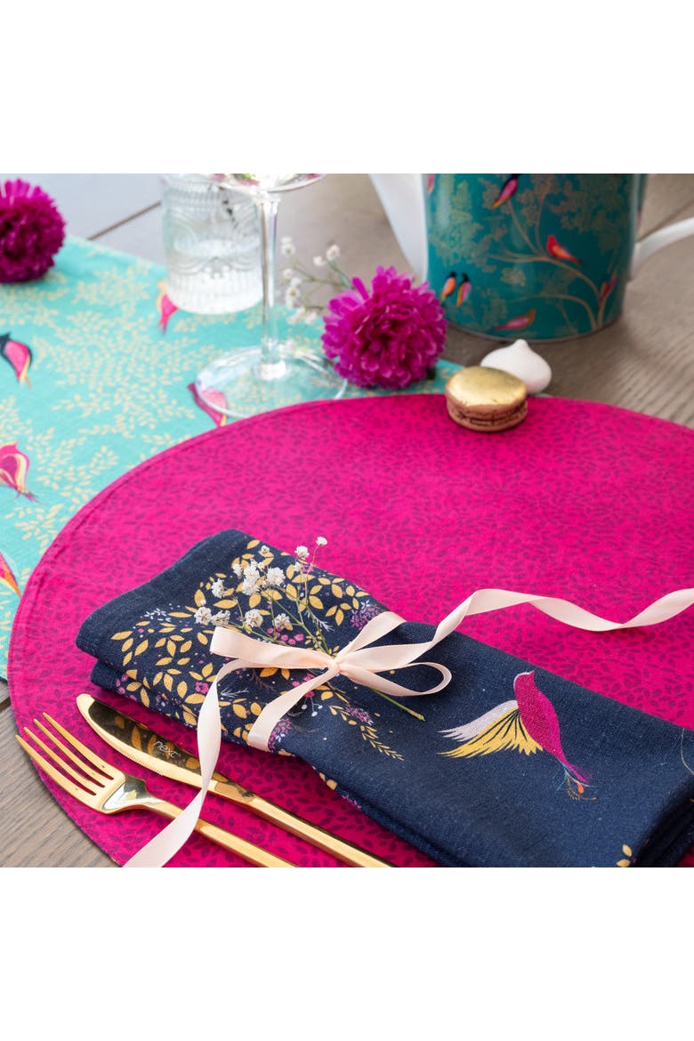 Navy Hummingbird Single Napkin, Alternate, color, Blue