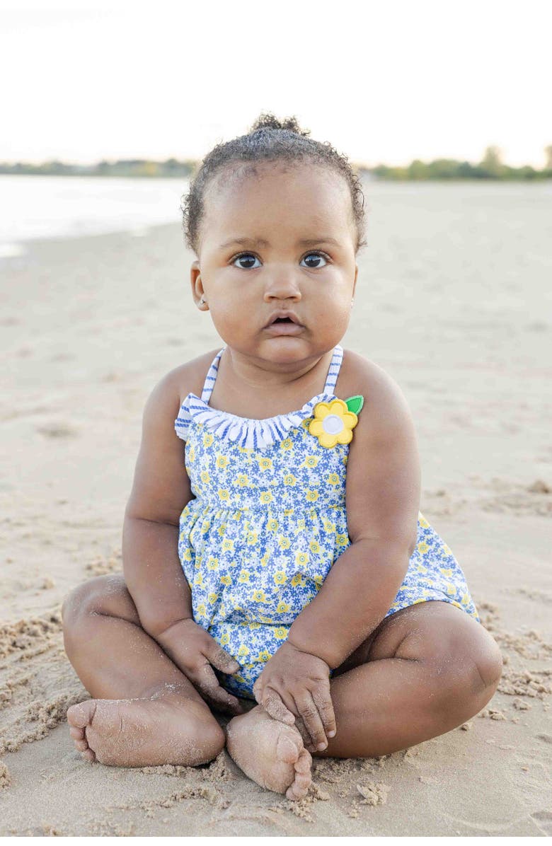 Florence Eiseman Floral Bubble Swimsuit with Flower, Alternate, color, White/Yellow/Blue