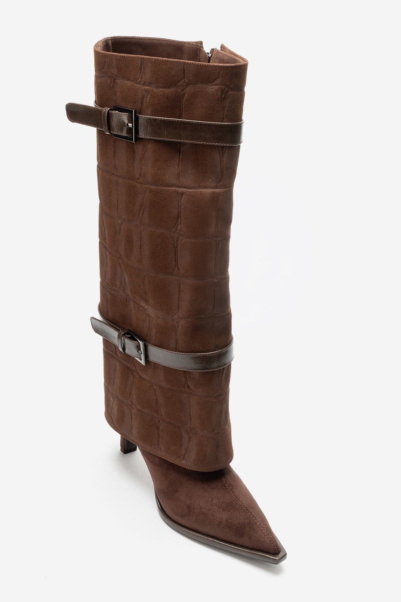 Pien Stiletto Knee High Boot, Main, color, Brown Suede