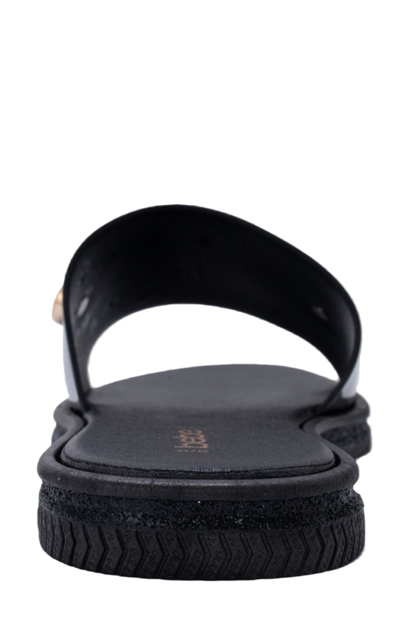 bebe Chain Charm Slide Sandal, Alternate, color, Black