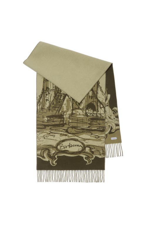 Burberry Tower Bridge Cashmere Scarf In Hunter