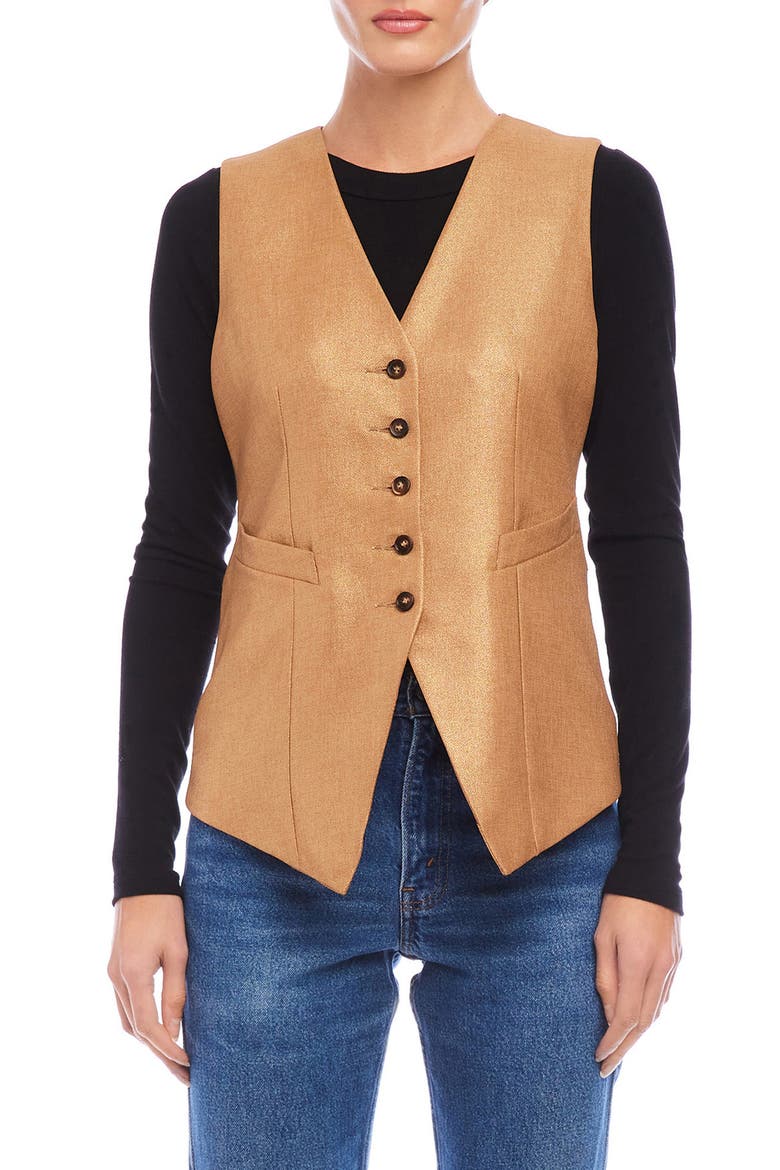Sutton Metallic Vest, Main, color, CAMEL